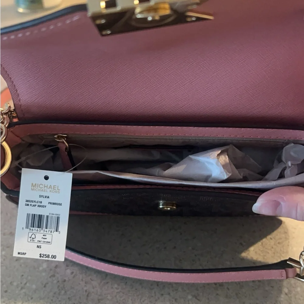 NWT Micheal Kors Pink & Brown Crossbody - Picture 4 of 11